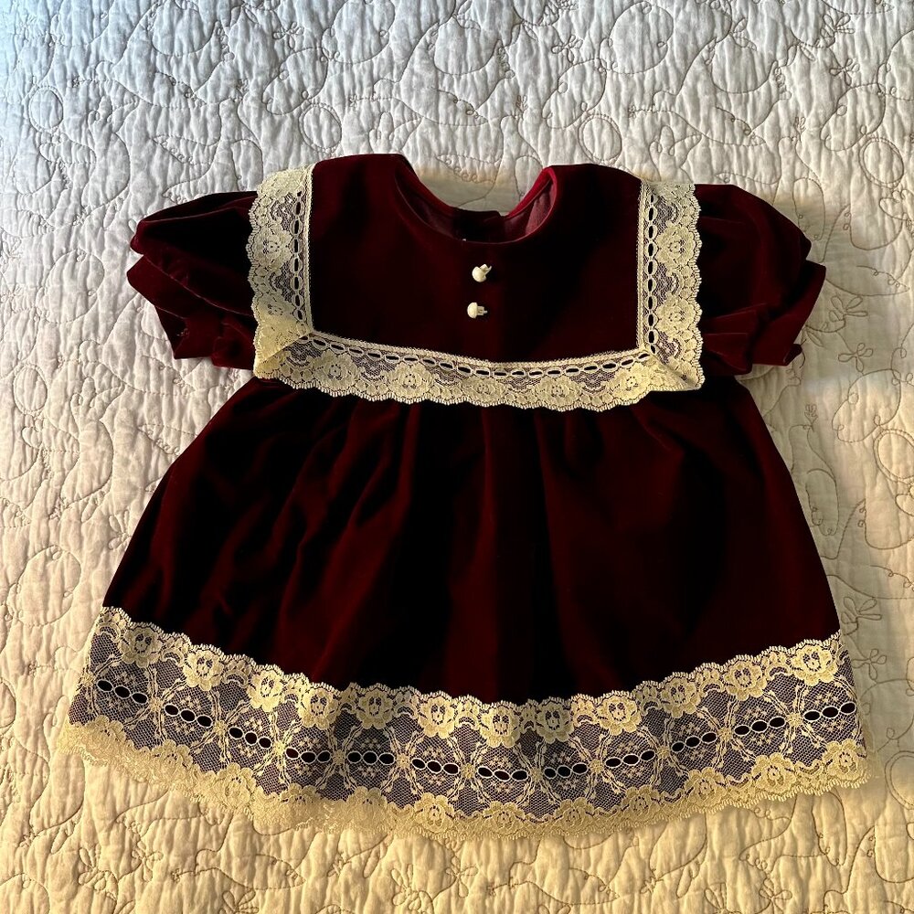 Elegant Burgundy Kids Dress with Lace Trim